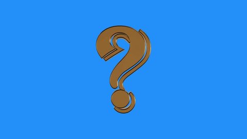 soft gold question sign spinning animation seamless loop on blue background - new quality unique financial business animated dynamic motion video footage