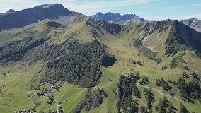 Drone video of the peaks of Swiss Alps.