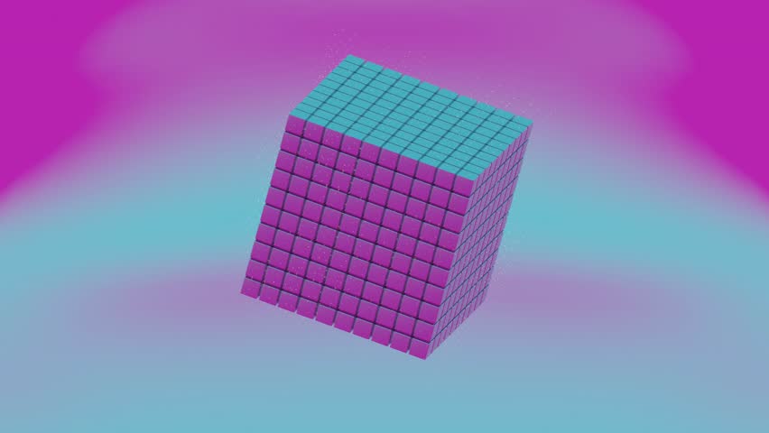The cube, with its holographic texture, appears to float and rotate, showcasing its various faces in a captivating dance of light and color - Powered by Shutterstock - Get 15% off with code: PIKWIZARD15