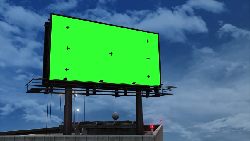 A day-to-night timelapse with a green screen billboard with Alpha Matte