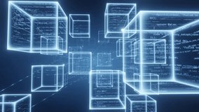 Blockchain concept, there is a cube with digital data code inside, line network connection, The camera moves forward. - Powered by Shutterstock - Get 15% off with code: PIKWIZARD15