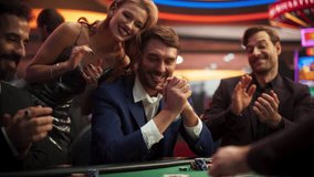 Speed Ramp Effect: Intense Win in a Poker Game on a Casino Floor Championship. Handsome Man Has Stronger Hand and Beats Opponents with His Card Deal. Triumphant WInner Shaking Hands and Celebrating - Powered by Shutterstock - Get 15% off with code: PIKWIZARD15