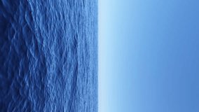 Seascape With Blue Sea And Sky With Waves And Horizon In Vertical Video Animation Footage 