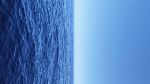 Seascape With Blue Sea And Sky With Waves And Horizon In Vertical Video Animation Footage : stockvideo