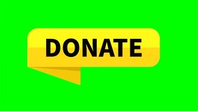 Donate Motion Video Yellow Rectangle Ribbon Shape On Green Screen Background For Philanthropy Information Announcement Business Marketing Social Media
