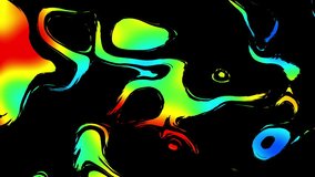 Seamless abstract psychedelic trippy background for loop playback. 4k video. Animated iridescent thin lines on black background