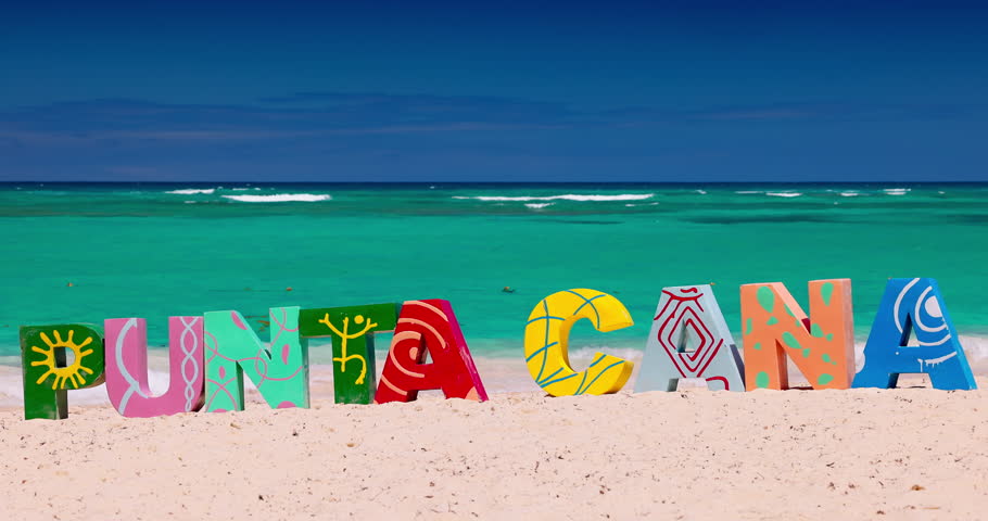 Seascape view of tropical beach and caribbean sea in Punta Cana, Dominican Republic, exotic destination for travel and tourism