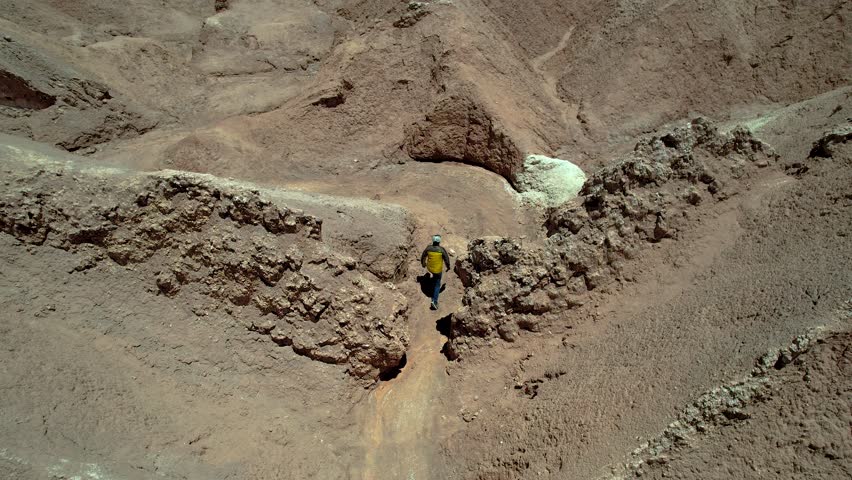 Beautiful aerial footage of the Atacama - Calama - Antofagasta Dessert and Salar - turquoise lagoon 
