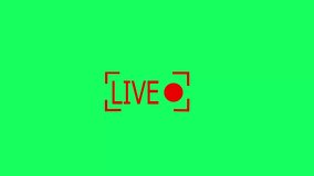 Live streaming animation on green background 4k video. button of live streaming, broadcasting, online stream emblem. tv, shows and social media live performances.