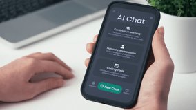 Programmer using AI chat bot as help in coding. Artificial intelligence writes PHP code and helps human at his work. Fictional Interface. - Powered by Shutterstock - Get 15% off with code: PIKWIZARD15