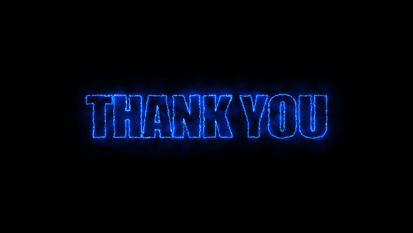 Neon blue THANK YOU text animated on a black background. - Powered by Shutterstock - Get 15% off with code: PIKWIZARD15