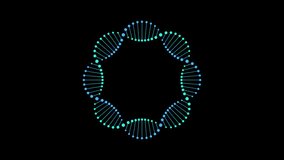 Vector genetic abstract video with alpha channel. Blue to turquoise color gradient DNA circle rotating in loop. Design element for education, healthcare, medicine, science banner template. Small scale - Powered by Shutterstock - Get 15% off with code: PIKWIZARD15