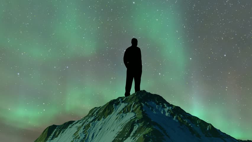 Look up at the stars under the beautiful aurora at night