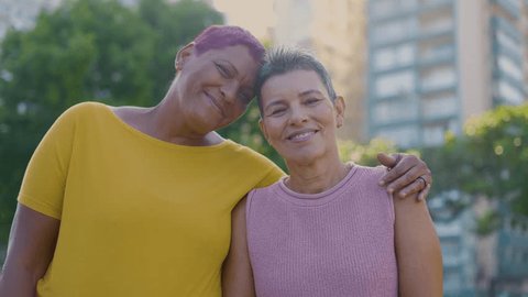 Happy Senior gay lesbian couple having fun - Family and love concept
 스톡 비디오