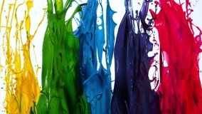 Colorful Paint Splashes in Super Slow Motion Isolated on White Background, 1000fps. - Powered by Shutterstock - Get 15% off with code: PIKWIZARD15