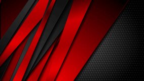 Black and glossy red stripes on dark perforated background. Seamless looping geometric hi-tech motion design. Video animation Ultra HD 4K 3840x2160