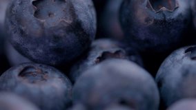 Group of fresh blueberries with shallow depth of field background
