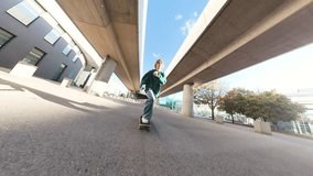 Sportive cool street skateboarder enjoying sport at urban setting - Powered by Shutterstock - Get 15% off with code: PIKWIZARD15