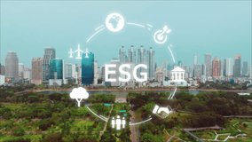 ESG Save the earth planet net zero waste reduce CO2 emission. Forest tree nature in city public park global care eco growth hope future in clean power energy. Ethical SDGs social control protect plan. - Powered by Shutterstock - Get 15% off with code: PIKWIZARD15