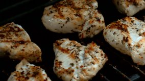 High quality video of grilling chicken in real 1080p slow motion 120fps