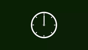 Stopwatch icon animation. Deep green background white circle 4k video.	
