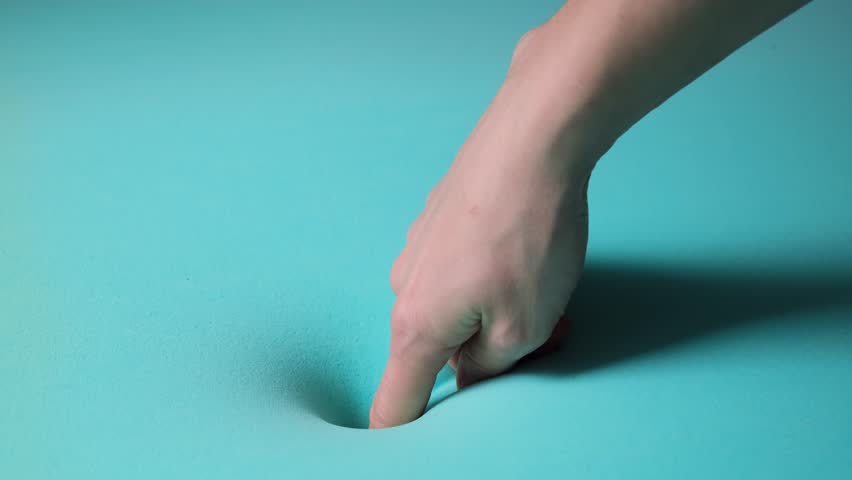 Person's hand presses on memory foam mattress. Shape restoration. It's a soft layer of bed. Elastic foam rubber, polyurethane foam material. Good sleep concept. Comfort and body care. High quality 4k.