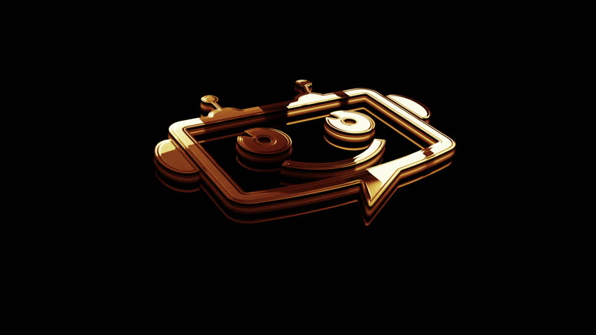 Chatbot ai online assistant support and artificial intelligence chat bot golden metal shine symbol concept. Spectacular glowing and reflection light icon abstract 3d animation. Isolated object.