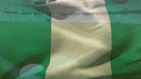 Animation of waving flag of nigeria over stadium with rugby ball. Sport, competition and nationality concept digitally generated video. - Powered by Shutterstock - Get 15% off with code: PIKWIZARD15