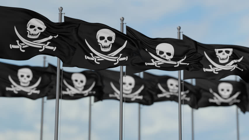 Corsair or Danger flag, a symbol of piracy, navy or software, waving in the wind infinity loop Royalty-Free Stock Footage #3413680837