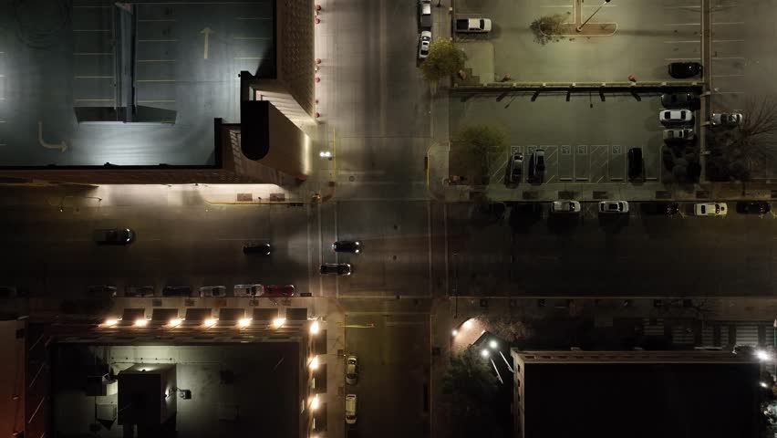 Intersection in El Paso, Texas with traffic and stable drone video.