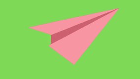 Animated video of a moving paper airplane on green screen background