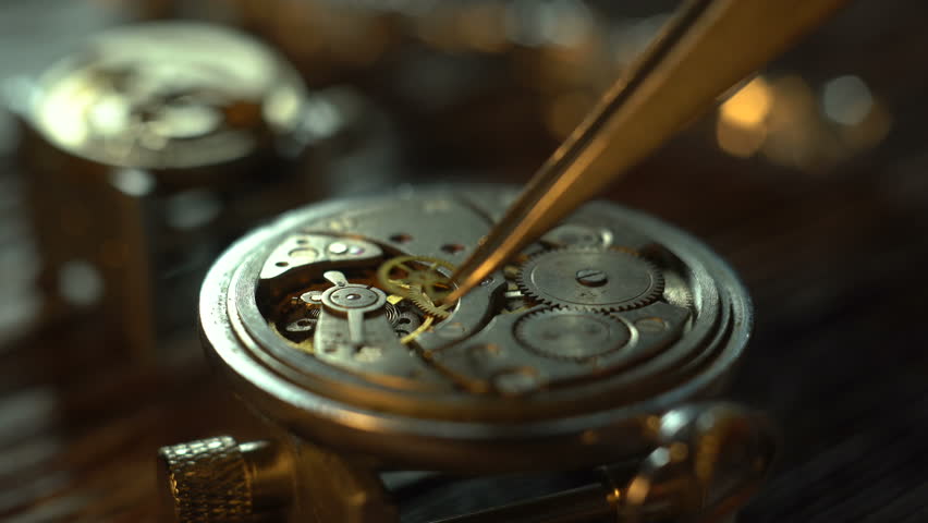 Mechanical watch adjustment, watchmaker workshop