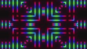 This stock motion graphic video of 4K Rainbow Neon Pattern with gentle overlapping curves on seamless loop