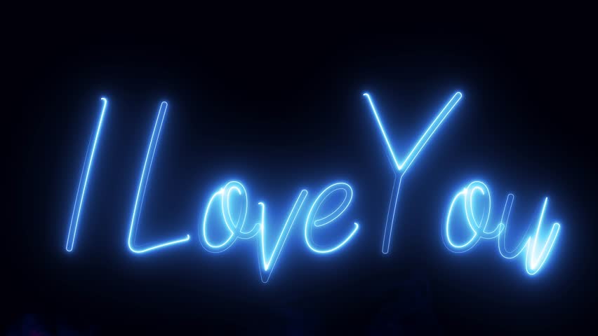 I love you text font with light. Luminous and shimmering haze inside the letters of the text i love you. I love you neon sign.