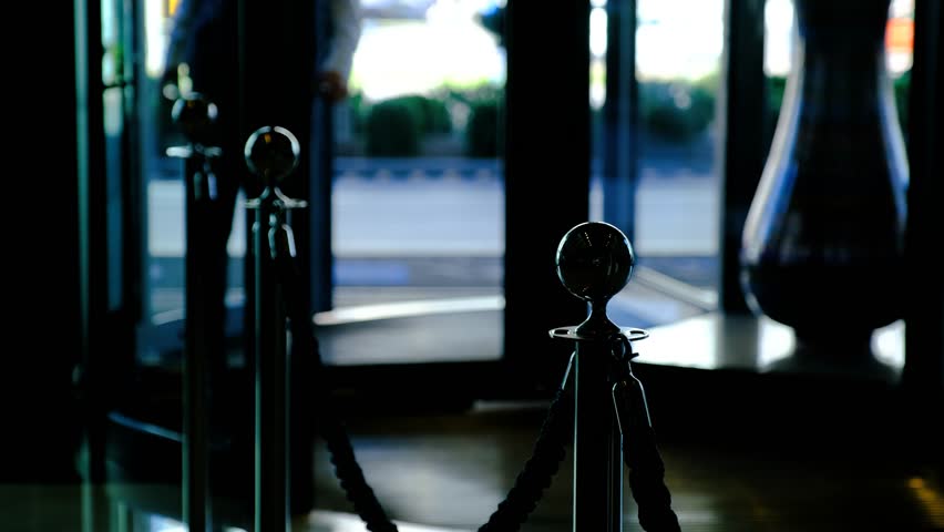 A large hotel entrance door