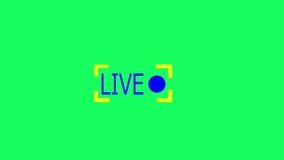 Live streaming animation on green background 4k video. button of live streaming, broadcasting, online stream emblem. tv, shows and social media live performances.