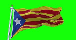 Estelada flag realistic waving in the wind 4K video, for Independence Day or Anthem etc, green screen background chroma key (Perfect Loop)