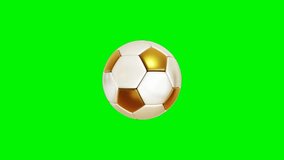 Side on view of a 3D soccer ball rolling from right to left. Standard football in a continuous roll perfect for sports advertising. full HD, 4K clip at 60fps for smooth motion with a green screen.