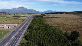 La Panamericana sur highway E35 lead to Los illinzas volcanic Andean mountains,