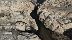 Chevelon Creek Bridge and Canyon Arizona, Drone Footage, America, USA.