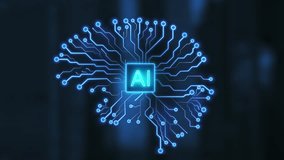 AI brain circuit board icon, Artificial intelligence technological chip. Human brain showing robotic thinking. Concept of neural network circuit board, big data. Looped repetitive video. 4k footage - Powered by Shutterstock - Get 15% off with code: PIKWIZARD15