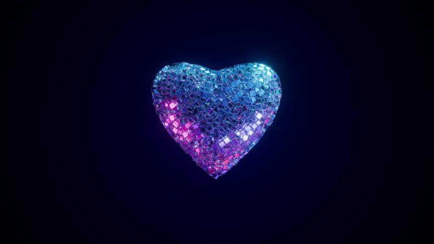 Glass Heart icon Looped Animation. 3D Illustration