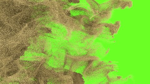 Sand Transition Fall Clean Sence on Green Screen. 3D Rendering. Transition of sand place on green screen background. Arkistovideo