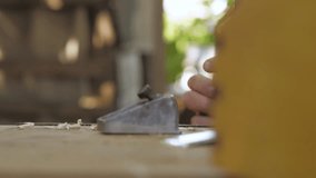 carpenter planes a wooden handle footage videos.