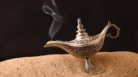 Fairy-tale oil lamp Aladin smokes