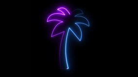 Glowing neon palm tree design element isolated on black background. - Powered by Shutterstock - Get 15% off with code: PIKWIZARD15