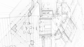 Architecture design: blueprint plan - illustration of a plan modern residential building, technology, industry, business concept illustration: real estate, building, construction, architecture sketch - Powered by Shutterstock - Get 15% off with code: PIKWIZARD15
