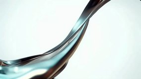 Gleaming Video Clip Chrome and Liquid Metal Shiny Ribbons on a Light Background Shimmering Chrome Surface with Curved Shapes in Motion, Crafting Awe Inspiring Visual Symphony Metallic Elegance