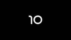 10 second countdown timer animation on black screen