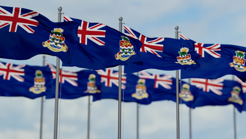 Cayman Islands many flags waving together in the wind, seamless looped video Royalty-Free Stock Footage #3415346411